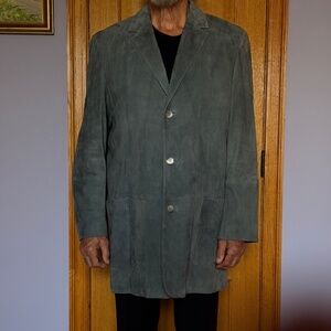 $890 HUGO BOSS LOUIS Men's Gray Suede Leather Jacket XXL Worn a Handful of Times